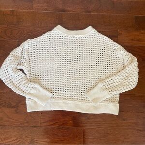 a new day Women's Open Knit Cream Sweater